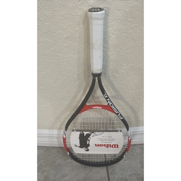 New Wilson Fusion XL Tennis Racquet (Grip Size 4 3/8”) WRT30270U3 Black Red - Picture 1 of 8